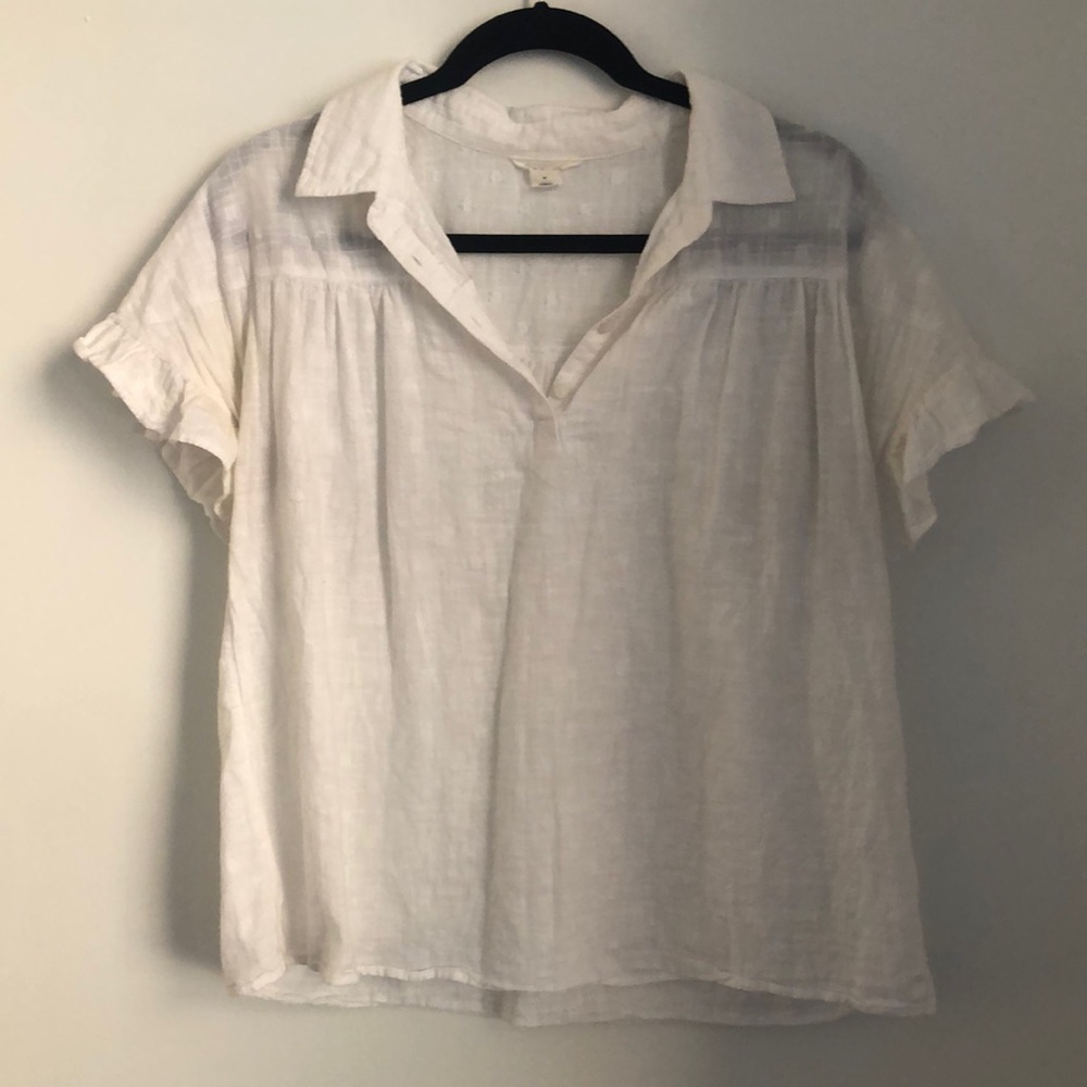 White Linen Blouse - Size M